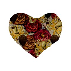 Octopus Floral Standard 16  Premium Heart Shape Cushions by snowwhitegirl