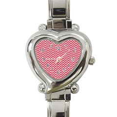 Red Chevron Heart Italian Charm Watch by snowwhitegirl