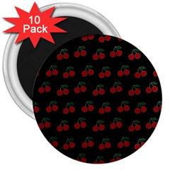 Cherries Black 3  Magnets (10 Pack)  by snowwhitegirl