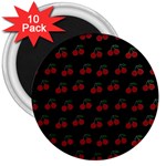 Cherries Black 3  Magnets (10 pack)  Front