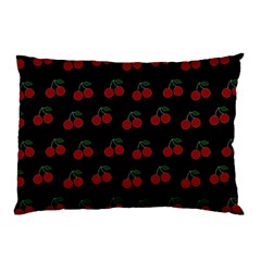 Cherries Black Pillow Case (two Sides) by snowwhitegirl