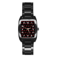 Cherries Black Stainless Steel Barrel Watch by snowwhitegirl