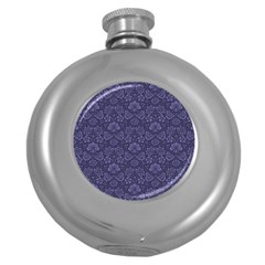 Damask Purple Round Hip Flask (5 Oz) by snowwhitegirl