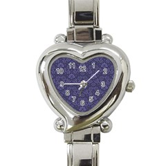 Damask Purple Heart Italian Charm Watch by snowwhitegirl