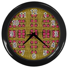 Bloom In Gold Shine And You Shall Be Strong Wall Clocks (black) by pepitasart