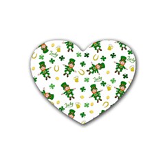 St Patricks Day Pattern Rubber Coaster (heart)  by Valentinaart