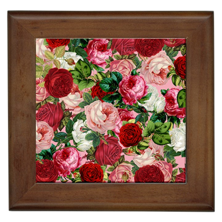 Rose Bushes Framed Tiles