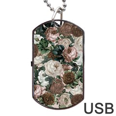 Rose Bushes Brown Dog Tag Usb Flash (one Side) by snowwhitegirl