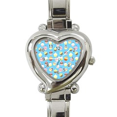 Pale Pastel Blue Cup Cakes Heart Italian Charm Watch by PodArtist