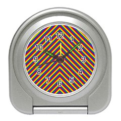 Gay Pride Flag Rainbow Chevron Stripe Travel Alarm Clocks by PodArtist