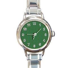 Irish Flag Green White Orange On Green St  Patrick s Day Ireland Round Italian Charm Watch by PodArtist