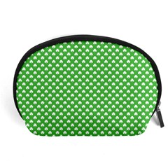 White Heart-shaped Clover On Green St  Patrick s Day Accessory Pouches (large)  by PodArtist