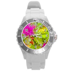 Colored Plants Photo Round Plastic Sport Watch (l) by dflcprints