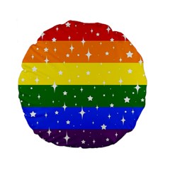 Sparkly Rainbow Flag Standard 15  Premium Flano Round Cushions by Valentinaart