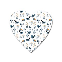 Spring Flowers And Birds Pattern Heart Magnet by TastefulDesigns