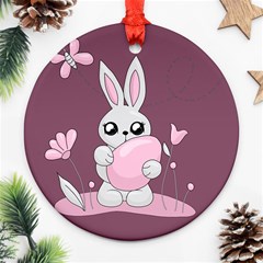 Easter Bunny  Round Ornament (two Sides) by Valentinaart