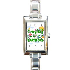 Earth Day Rectangle Italian Charm Watch by Valentinaart