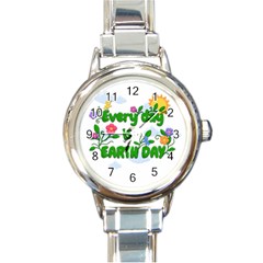 Earth Day Round Italian Charm Watch by Valentinaart