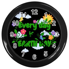 Earth Day Wall Clocks (black) by Valentinaart