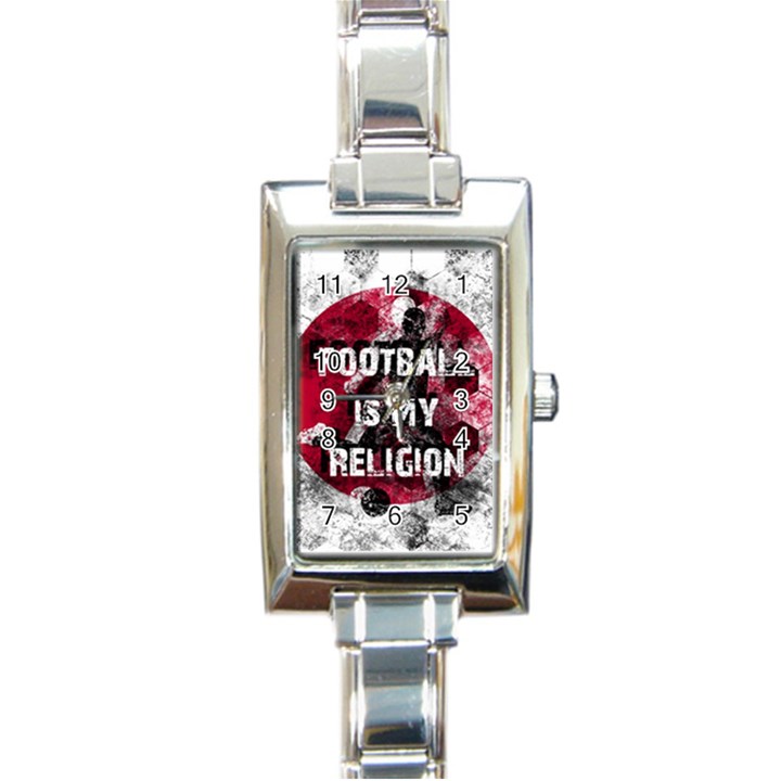 Football is my religion Rectangle Italian Charm Watch