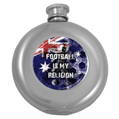 Football Is My Religion Round Hip Flask (5 Oz) by Valentinaart