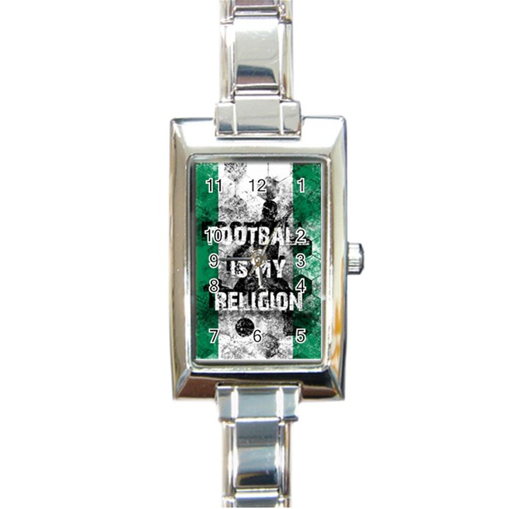 Football is my religion Rectangle Italian Charm Watch