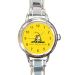 Gadsden Flag Don t tread on me Round Italian Charm Watch Front