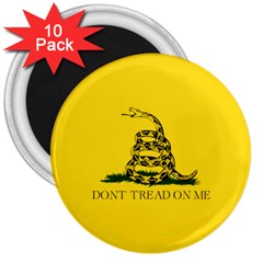 Gadsden Flag Don t Tread On Me 3  Magnets (10 Pack)  by snek