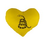 Gadsden Flag Don t tread on me Standard 16  Premium Flano Heart Shape Cushions Front