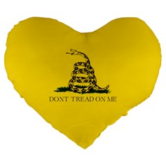 Gadsden Flag Don t Tread On Me Large 19  Premium Flano Heart Shape Cushions by snek