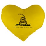 Gadsden Flag Don t tread on me Large 19  Premium Flano Heart Shape Cushions Front