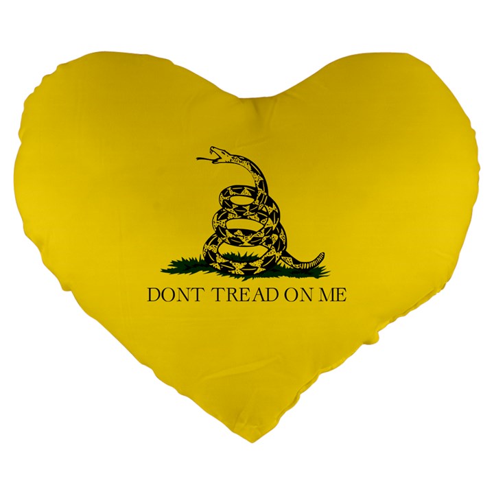 Gadsden Flag Don t tread on me Large 19  Premium Flano Heart Shape Cushions