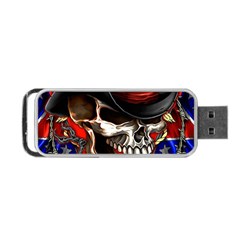 Confederate Flag Usa America United States Csa Civil War Rebel Dixie Military Poster Skull Portable Usb Flash (one Side) by Sapixe