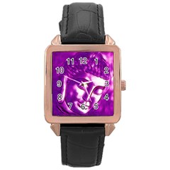 Purple Buddha Art Portrait Rose Gold Leather Watch  by yoursparklingshop