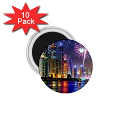 Dubai City At Night Christmas Holidays Fireworks In The Sky Skyscrapers United Arab Emirates 1 75  Magnets (10 Pack)  by Sapixe