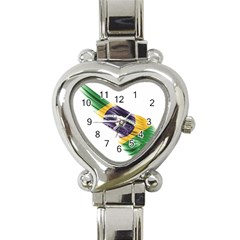 Flag Of Brazil Heart Italian Charm Watch by Sapixe