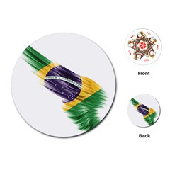 Flag Of Brazil Playing Cards (round)  by Sapixe