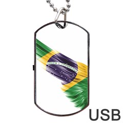 Flag Of Brazil Dog Tag Usb Flash (one Side) by Sapixe