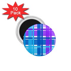 Gingham Pattern Blue Purple Shades 1 75  Magnets (10 Pack)  by Sapixe