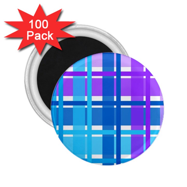 Gingham Pattern Blue Purple Shades 2.25  Magnets (100 pack) 