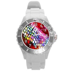 Multicolor Wall Mosaic Round Plastic Sport Watch (l) by Sapixe