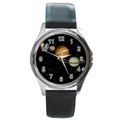 Outer Space Planets Solar System Round Metal Watch by Sapixe