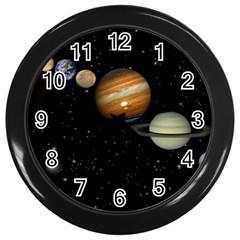 Outer Space Planets Solar System Wall Clocks (black) by Sapixe