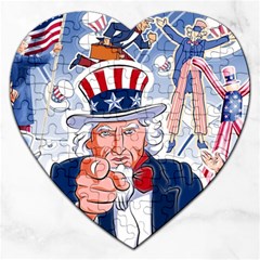 United States Of America Celebration Of Independence Day Uncle Sam Jigsaw Puzzle (heart) by Sapixe