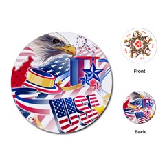 United States Of America Usa  Images Independence Day Playing Cards (round)  by Sapixe