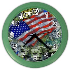 Usa United States Of America Images Independence Day Color Wall Clocks by Sapixe