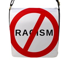 No Racism Flap Messenger Bag (l)  by demongstore