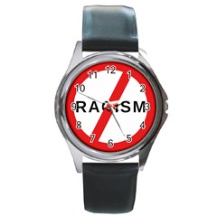 2000px No Racism Svg Round Metal Watch by demongstore