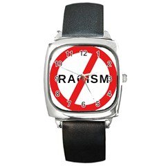 2000px No Racism Svg Square Metal Watch by demongstore