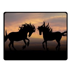 Horses Sunset Photoshop Graphics Double Sided Fleece Blanket (small)  by Sapixe